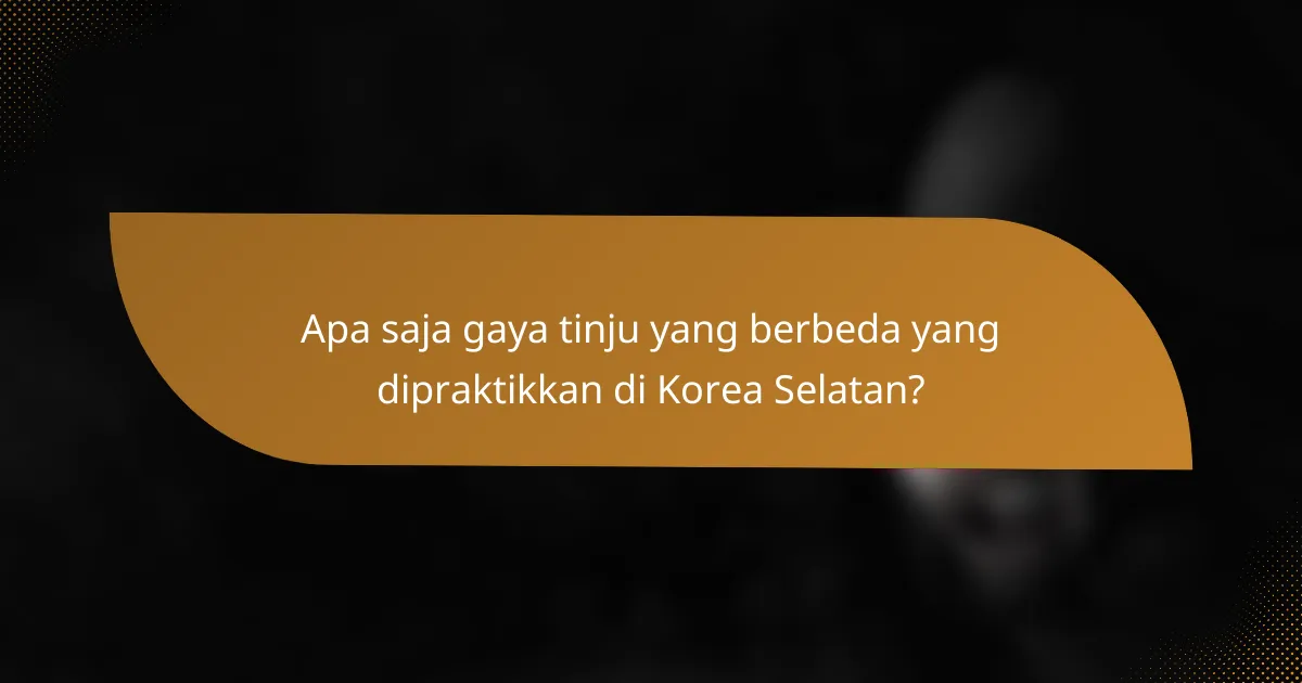 Apa saja gaya tinju yang berbeda yang dipraktikkan di Korea Selatan?