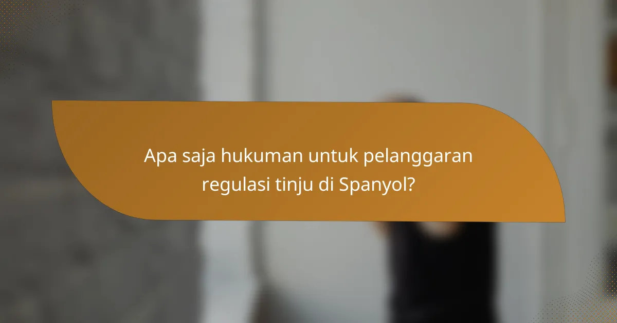 Apa saja hukuman untuk pelanggaran regulasi tinju di Spanyol?