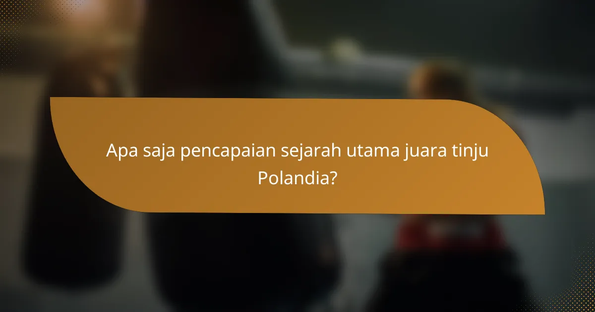 Apa saja pencapaian sejarah utama juara tinju Polandia?