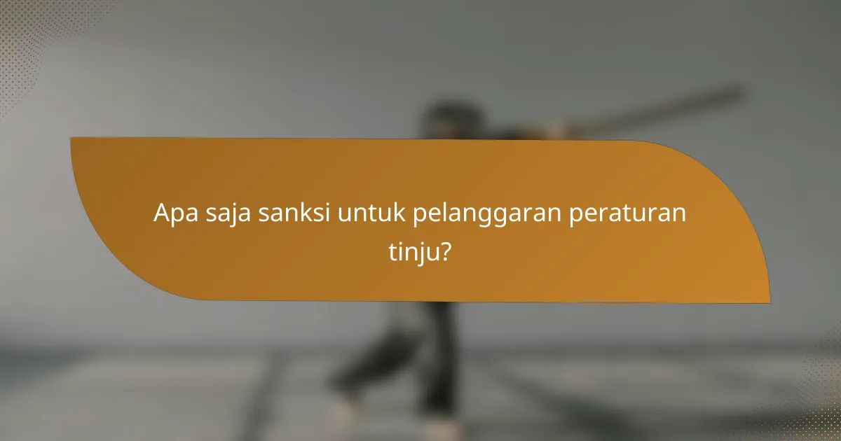 Apa saja sanksi untuk pelanggaran peraturan tinju?