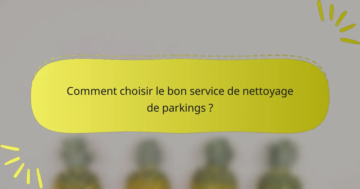 Comment choisir le bon service de nettoyage de parkings ?