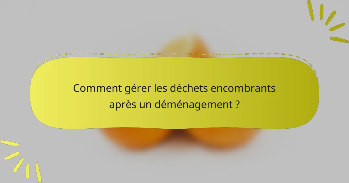 Comment gérer les déchets encombrants après un déménagement ?
