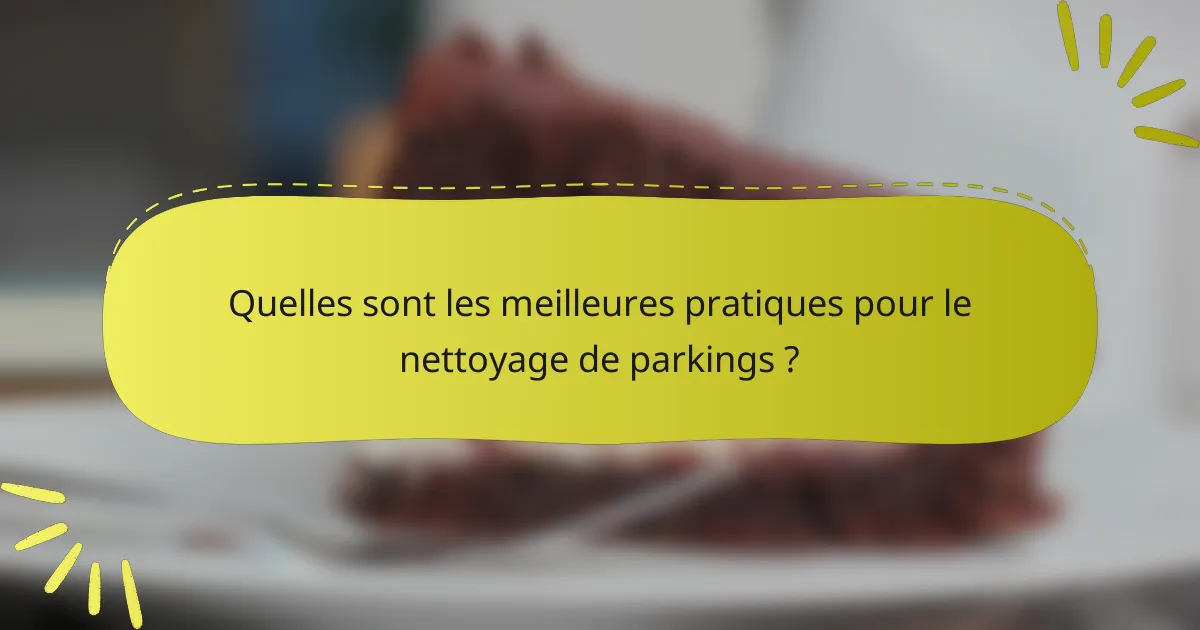 Quelles sont les meilleures pratiques pour le nettoyage de parkings ?