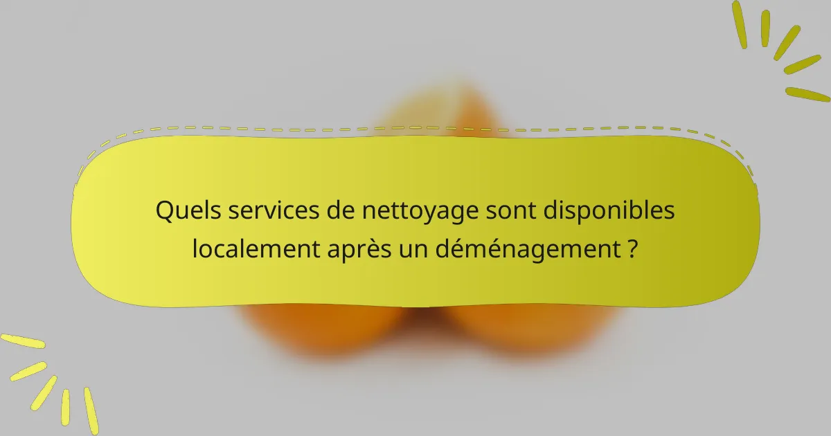 Quels services de nettoyage sont disponibles localement après un déménagement ?
