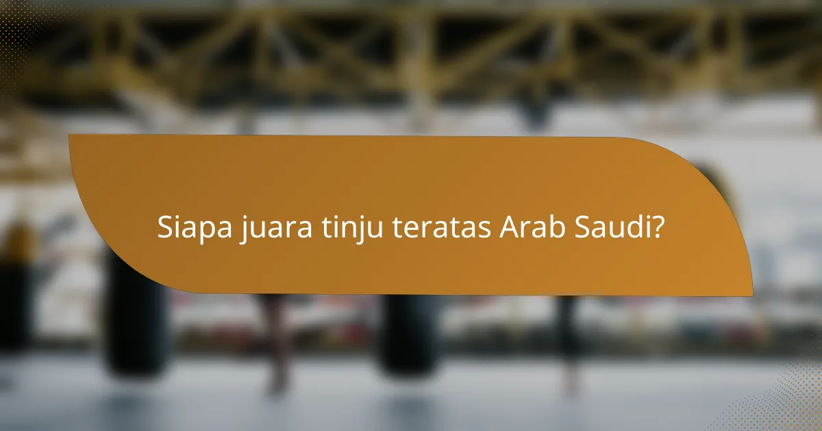 Siapa juara tinju teratas Arab Saudi?