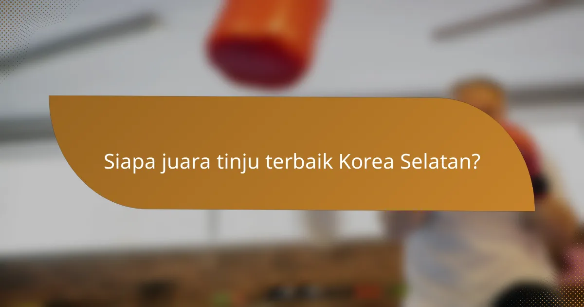 Siapa juara tinju terbaik Korea Selatan?
