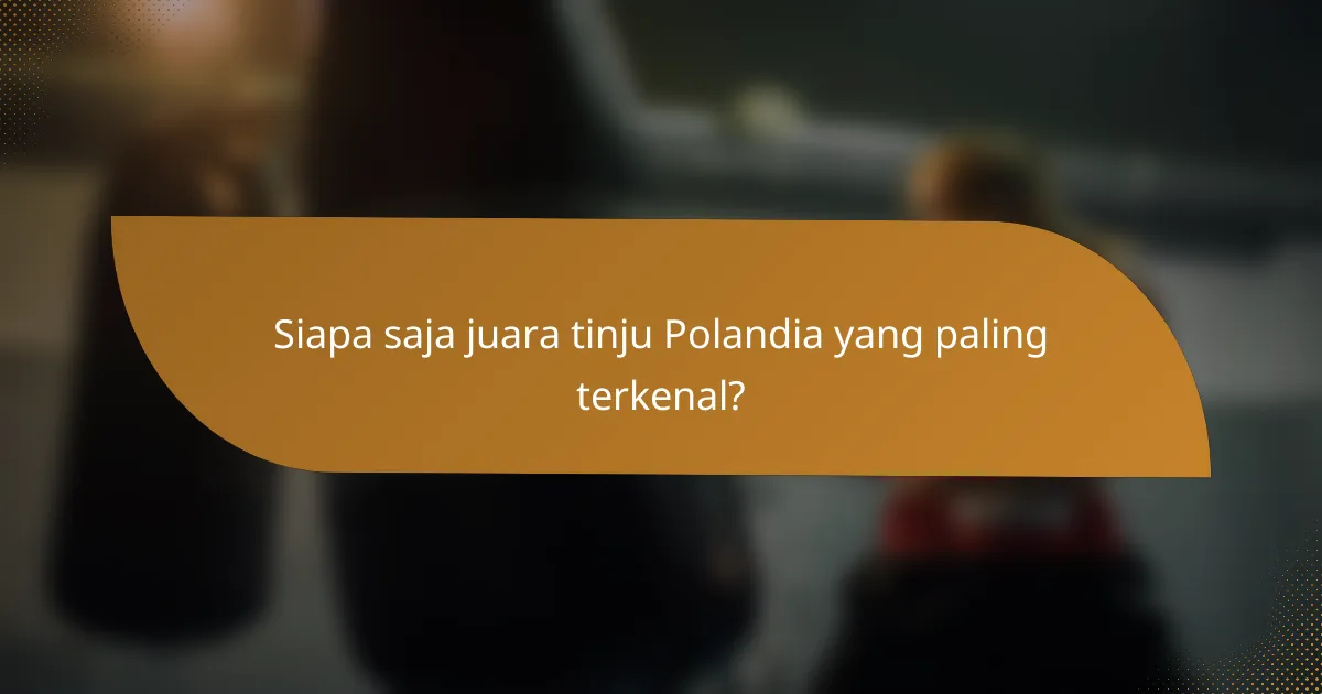 Siapa saja juara tinju Polandia yang paling terkenal?